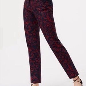 Loft Marisa Floral Patterned Women's Pants - Red and navy